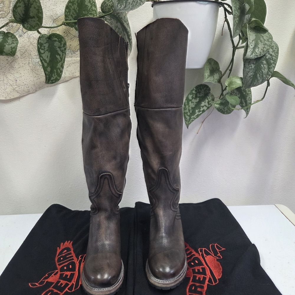 Freebird Calgary Knee High Black And Snake Skin NWOT